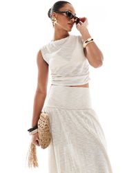 4th & Reckless - Knitted Slash Neck Crop Top Co-ord - Lyst