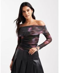 Cotton On - Ashley Off Shoulder Mesh Top - Lyst