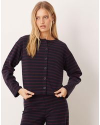 ASOS - Brushed Stripe Button Through Long Sleeve Co Ord Top - Lyst