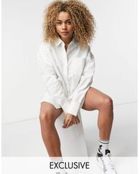 Collusion Oversized Shirt Dress With Double Cuff - White