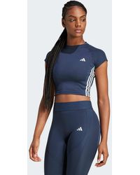 adidas Originals - Adidas training - hyperglam - t-shirt crop top - bleu foncé - Lyst