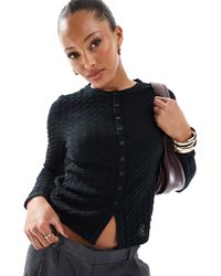 ASOS - Textured Knitted Stitch Detail Crew Neck Cardigan - Lyst