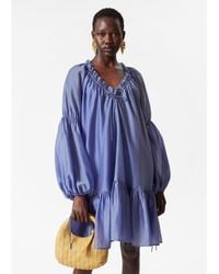 & Other Stories - Semi Sheer Mini Dress With Volume Sleeves - Lyst
