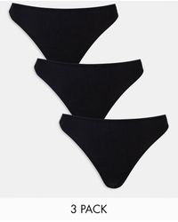 ASOS - Confezione Da 3 Perizomi Neri A Coste - Lyst