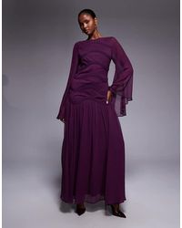 ASOS - Panelled Bodice Long Sleeve Maxi Dress With Lace Trims - Lyst