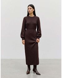 Vero Moda - Ngalina Ribbed Crew Neck Long Sleeve Relaxed Fit Maxi Dress - Lyst