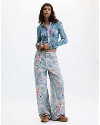 Desigual - Printed Denim Trousers - Lyst
