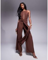ASOS - High Neck Jumpsuit With Tie Detail - Lyst
