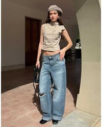 Bershka - Balloon Jeans With Back Buckle - Lyst