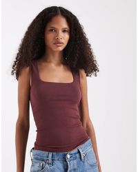 ASOS - Bra Free Seamless Rib Square Neck Vest - Lyst