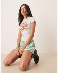 ASOS - T-shirt effet rétréci à motif corail mykonos - glace chiné - Lyst