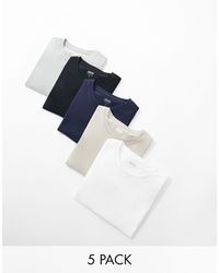 ASOS - Confezione da 5 t-shirt girocollo attillate - Lyst