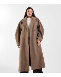 ASOS - Asos Design Curve Brushed Coat With Dome Sleeve And Skinny Belt - Lyst