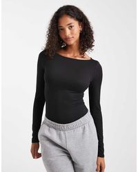 Miss Selfridge - Sculpted Boat Neck Bodysuit - Lyst