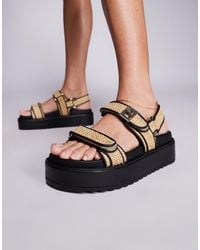 Steve Madden - – bigmona – sandalen aus naturfarbenem bast mit flacher plateausohle - Lyst