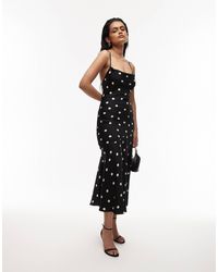 & Other Stories - Robe nuisette caraco longue avec dos échancré - noir et blanc à pois - Lyst