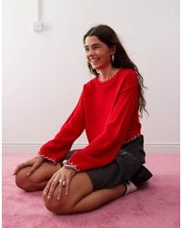 Miss Selfridge - Blanket Stitch Knitted Jumper - Lyst