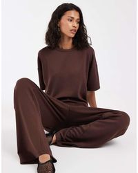 Pieces - Short Sleeve Slouchy Sweat Top Co-ord - Lyst