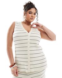 Pretty Lavish Curve - Stripe Knit Waistcoat - Lyst