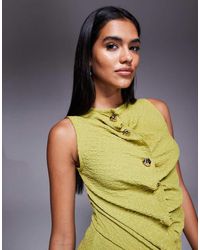 River Island - Top Met Textuur En Knopen Aan De Voorkant - Lyst