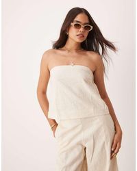 ASOS - Top Con Escote Palabra De Honor Y Detalles Bordados De (Parte De Un Conjunto)-Blanco - Lyst