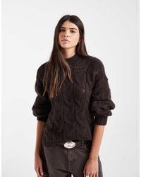 Vero Moda - Oversized High Neck Fluffy Cable Knit Jumper - Lyst