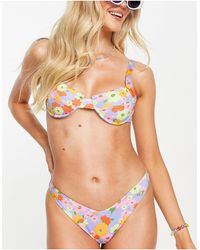 Bershka - Top bikini con ferretto e stampa floreale vistosa - Lyst