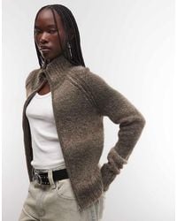 Weekday - Wool Blend Hairy Knit Zip Through Cardigan - Lyst