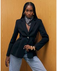 River Island - Long Sleeve Cinched Waist Blazer - Lyst