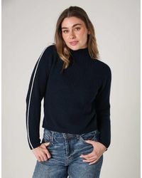 French Connection - Cotton Mozart High Neck Knit Jumper With Contrast Trim - Lyst