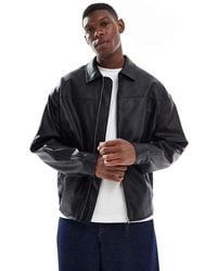 ASOS - Faux Leather Bomber Jacket - Lyst