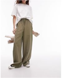 TOPSHOP - Pull On Wide Leg Pants - Lyst