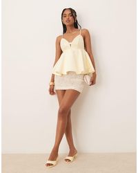 ASOS - Premium Sequin Bust Cami With Satin Peplum Hem - Lyst