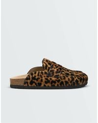 Oysho - Animal Print Split-Leather Mules - Lyst