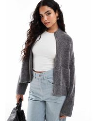 SELECTED - Zip Thru Alpaca Blend Fluffy Cardigan With Pockets - Lyst
