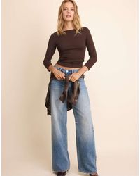 Stradivarius - Boat Neck 3/4 Sleeve T-shirt - Lyst
