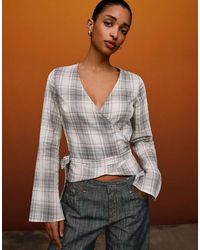 Bershka - Wrap Print Blouse - Lyst