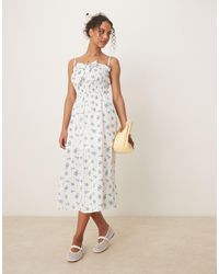 Glamorous - – maxikleid mit spaghettiträgern, zierschleife vorne und em blumenmuster - Lyst