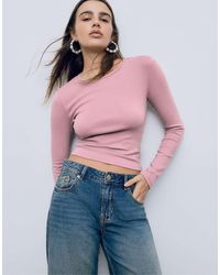 Stradivarius - T-Shirt A Maniche Lunghe Basic - Lyst