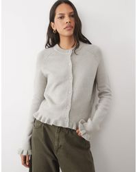 Threadbare - Crew Neck Cardigan With Ruffle Hem And Cuffs - Lyst