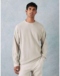 New Look - T-Shirt A Maniche Lunghe Grigio Pietra A Nido D'Ape - Lyst