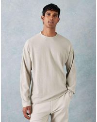 New Look - Camiseta De Manga Larga De Punto Gofrado De -Neutro - Lyst