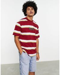 TOPMAN - T-shirt oversize rossa a righe con ricamo "worldwide" - Lyst