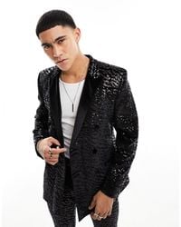 ASOS - Super Skinny Velvet Sequin Suit Jacket - Lyst