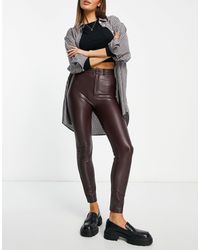 Pull&Bear - High Waisted Faux Leather Skinny Trousers - Lyst