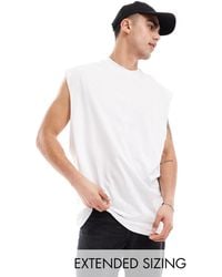 ASOS - Camiseta blanca sin mangas extragrande con sisas caídas - Lyst