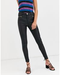 Lipsy Coated Skinny Jean With Zip Detail - Black