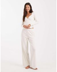 Miss Selfridge - Pointelle Wide Leg Trousers - Lyst