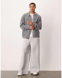 ASOS - Joggers Gris Jaspeado De Pernera Muy Ancha De Tejido Grueso Efecto Neopreno De - Lyst
