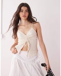 Reclaimed Vintage - Split Front Cami With Ruched Bust Detail - Lyst